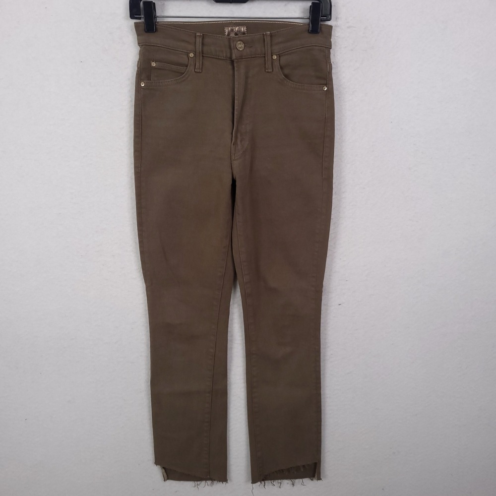 Mother Jeans High Waisted Rascal Ankle Step Fray 26 Brown Capers Slim Straight